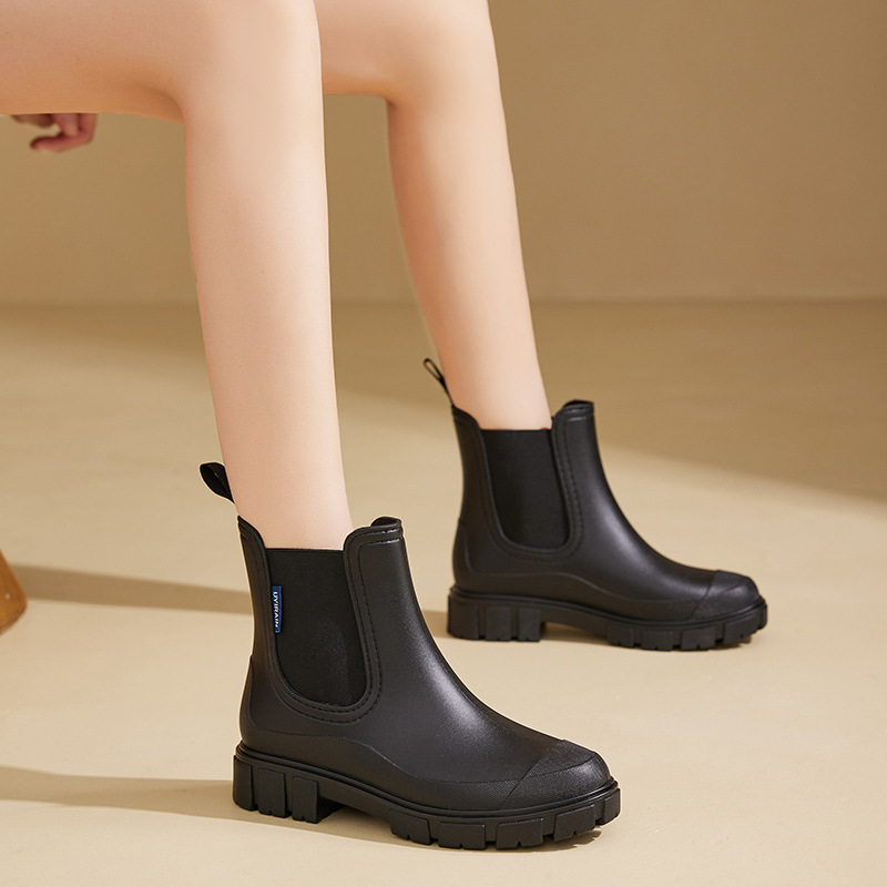 Export Cross-Border Fashion Mid-Calf Rain Boots Women's Rain Boots Martin Boots Non-Slip Water Boots Waterproof Shoes Adult Wading Overshoes