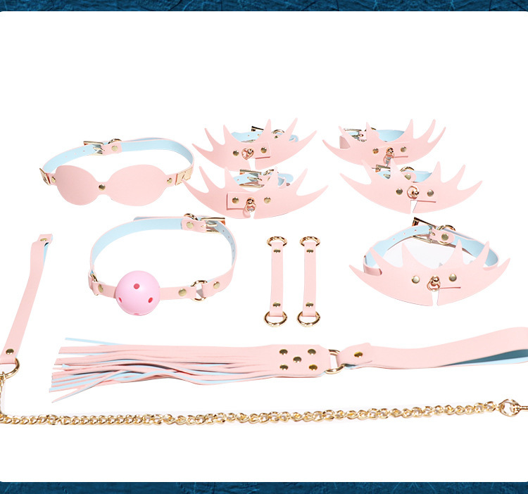 Jiuai Couple Bondage Set 8-Piece PU Kit with Handcuffs and Nipple Clamps — detail image 17