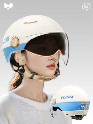 Helmet Battery Vehicle Safety Helmet — Motosiklet kaskı (dəbilqə) - 3c-jieyu-blue-internal-and-external-double-mirrors-class-a-new-national-standard-one-size-fits-all