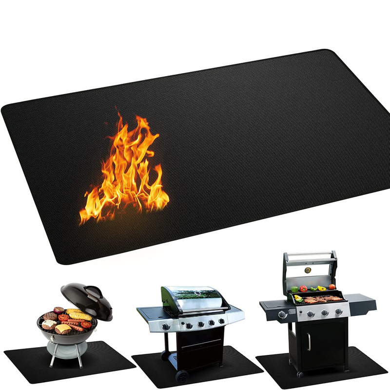 Barbecue oven mat high temperature resistant Brazier barbecue fireproof mat outdoor floor mat deck terrace lawn flame retardant mat barbecue mat
