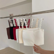 26183#夏季新款辣妹条纹碎花肩带美背吊带背心带胸垫内搭修身上衣