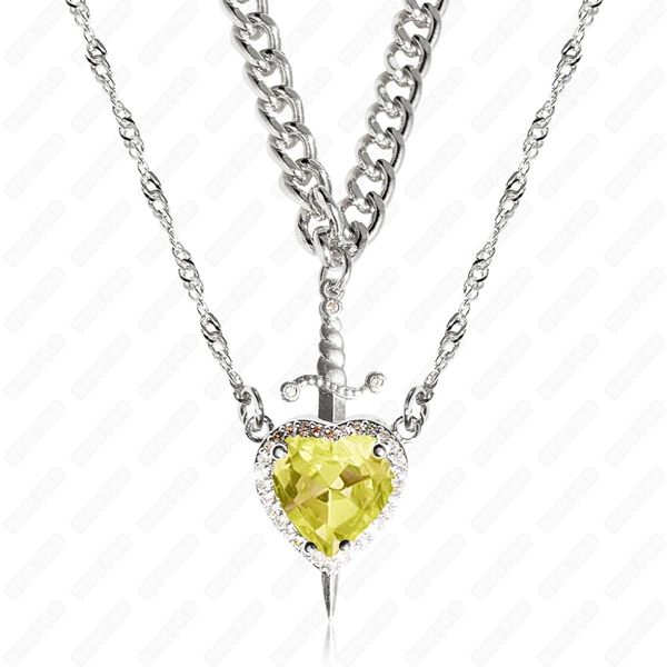 Stainless steel yellow love silver sword+silver heart