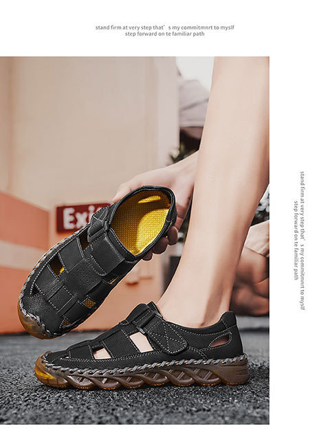 Sandali uomo in pelle casual slip-on da spiaggia per l'estate_voghion.com