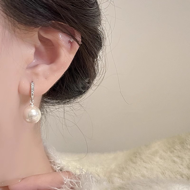 S925银针韩版耳钉简约气质小众个性珍珠耳环女高级感轻奢耳饰批发详情3