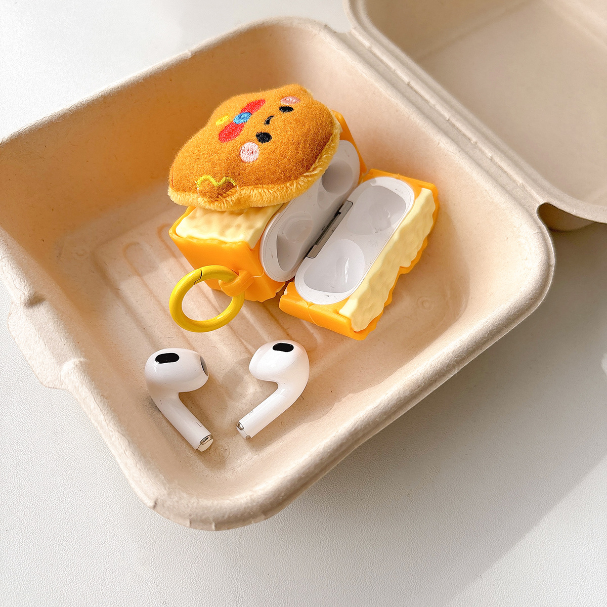 Pan de jengibre para hombre tostado para AirPods Pro 1 / 2 generación cubierta de auriculares Bluetooth 3 / 4 portátil