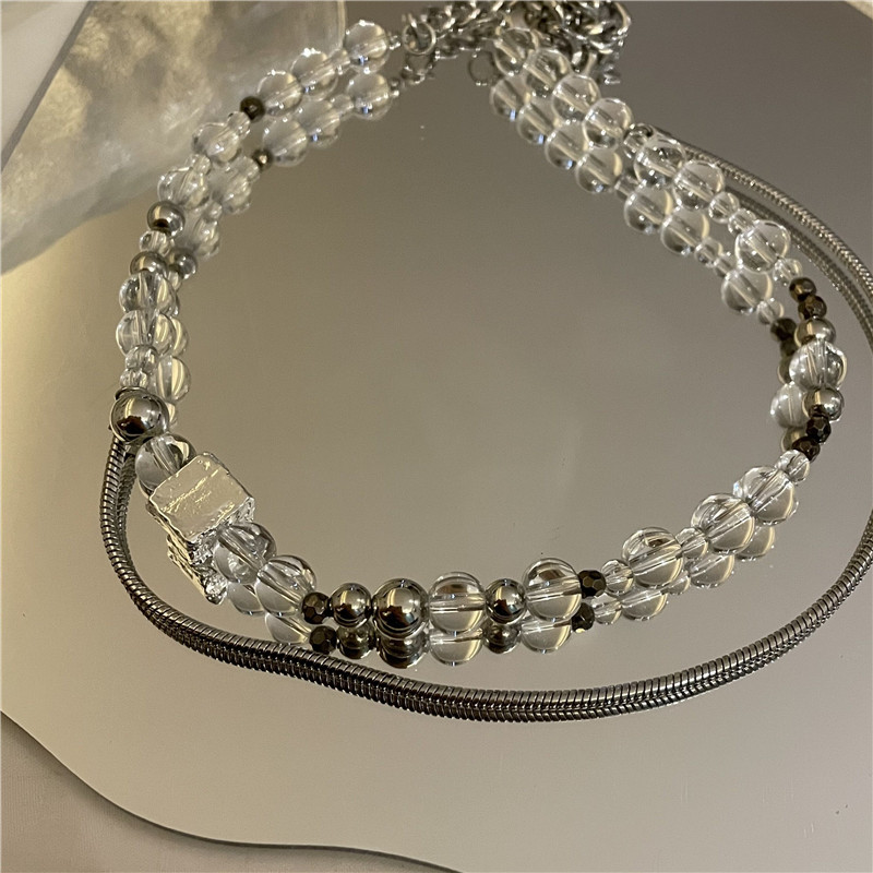 Wholesale Jewelry Transparent Round Bead Double Layer Necklace Nihaojewelry display picture 5