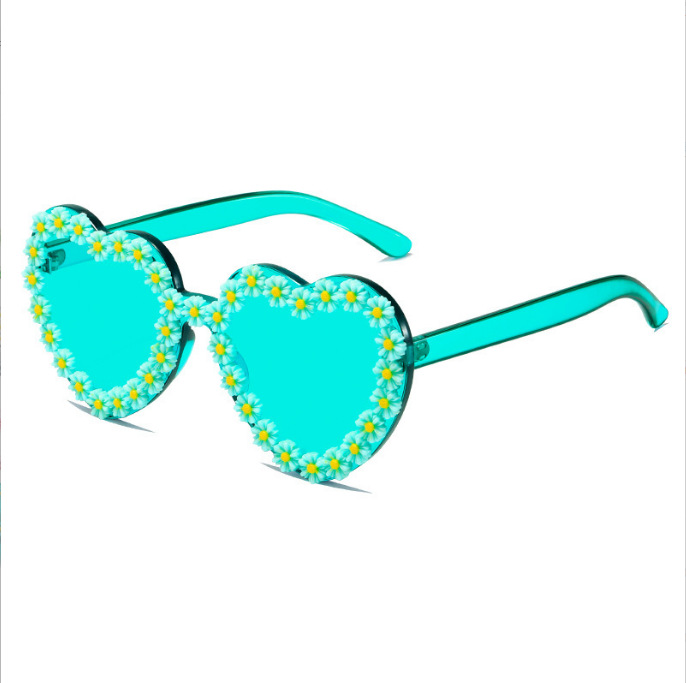Special-Shaped Mirror Glasses Style Fashion Heart Shape PC UV400 Protection Special-Shaped Mirror Frameless Women's Sunglasses
