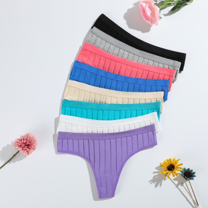 New Style Thong Panties for Women, Large Size, Tummy Control, Ribbed Thong, Low Waist, Breathable, Pure Cotton T-Pants, Wholesale from Manufacturer
