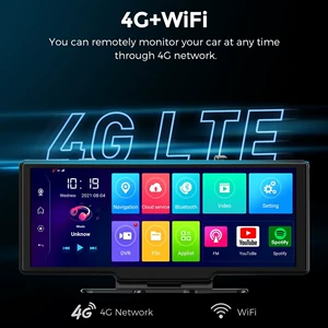 4G uzaqdan idarə olunan Android videoregistrator, tam ekran, ön və arxa ikili qeyd