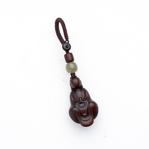 Zitan Wuxiang Buddha Car Keychain Pendant for Men, High-End Creative Car Hook with Chinese Style Birthday Gift