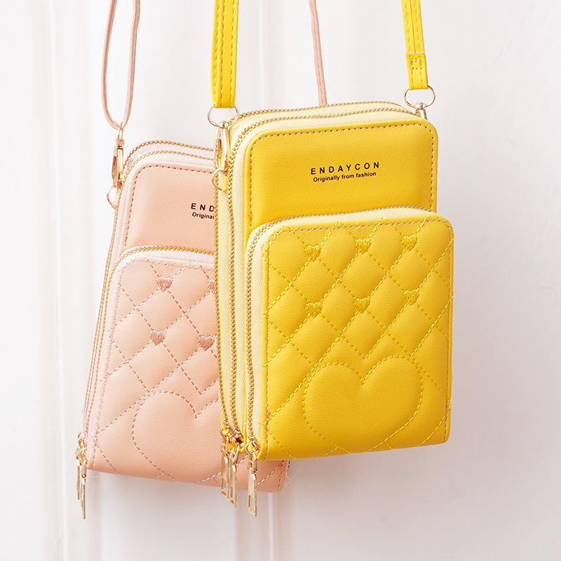 2024 new large-capacity multi-functional fashionable simple shoulder small bag crossbody three-layer zipper mobile phone bag for women