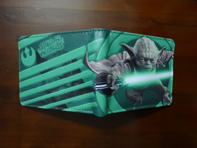 Cartera de animación alrededor de Star Wars, samurai negro, estudiantes blancos, monedero de cambio PU corto, monedero