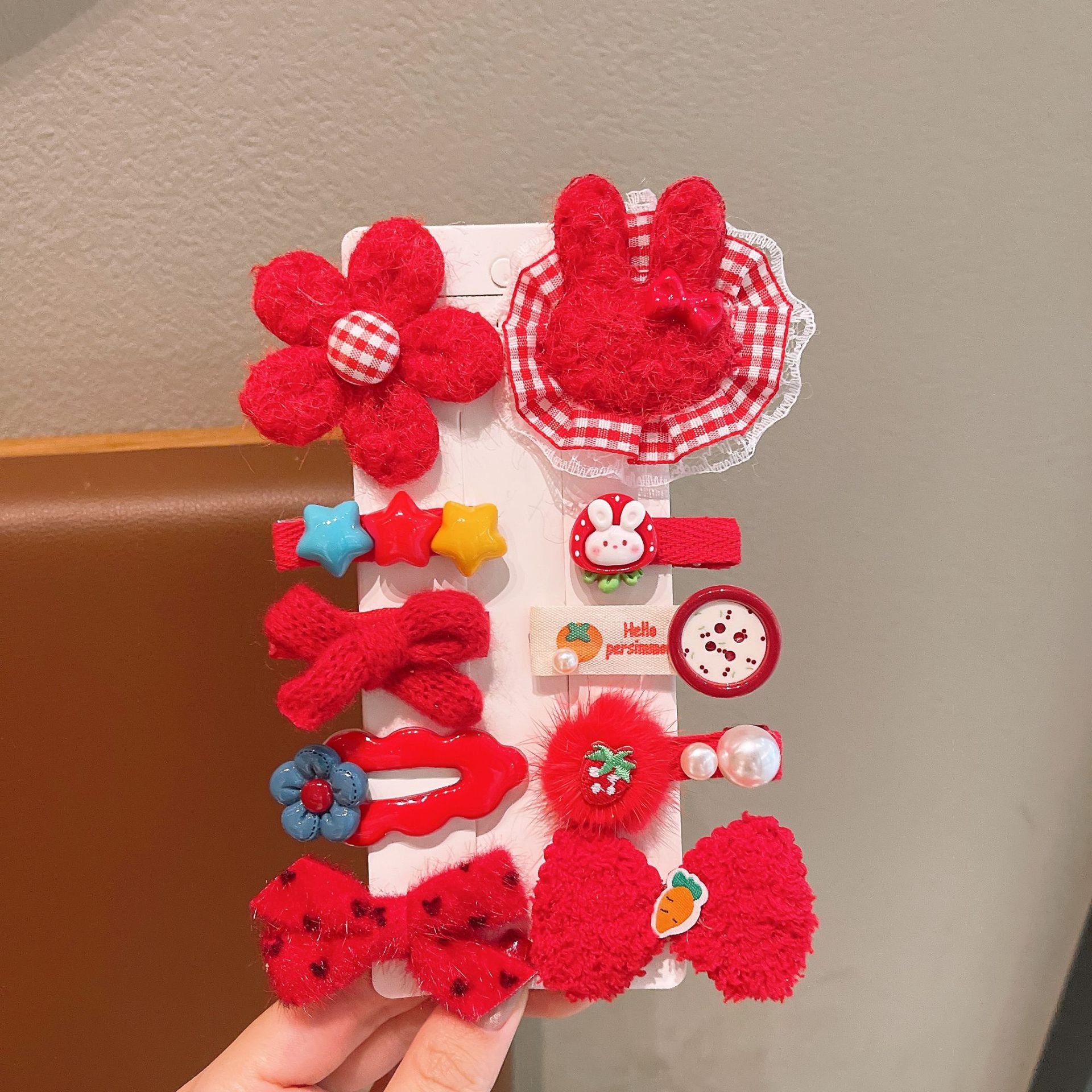Año Nuevo Caballo arco rojo pinzas de cabello para niños Año Nuevo Fiesta de Año Nuevo pinzas de cabello para mujeres bebés lindos pinzas de cabello rotas BB