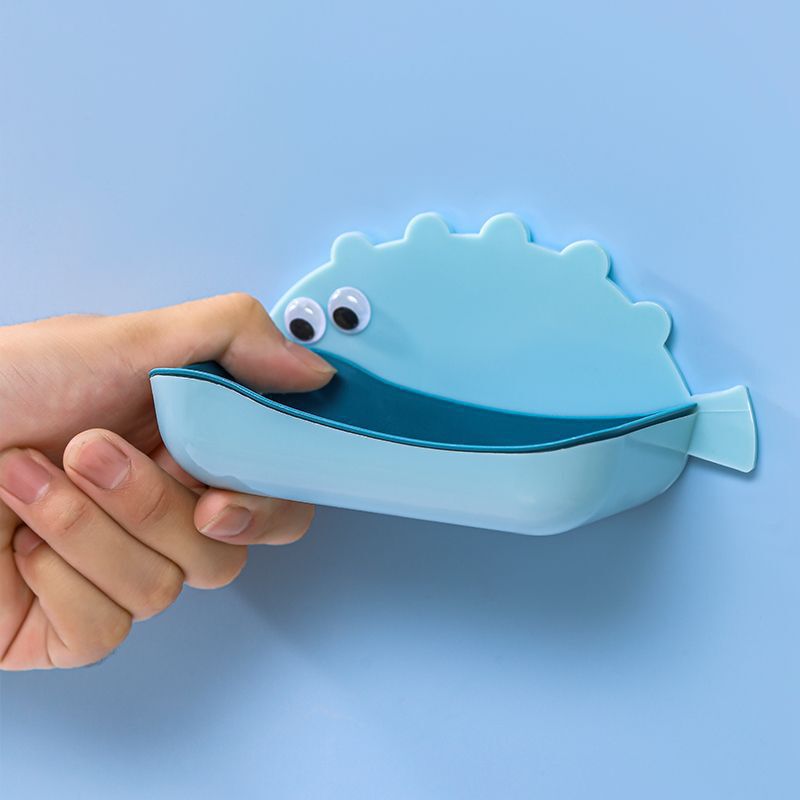 Soap Box Pufferfish Travel Portable Student Dormitory Bathroom Cartoon Thickened Draining Soap Box Small Pufferfish Soap Box