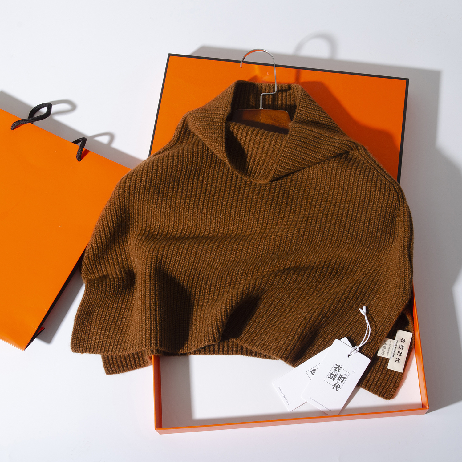 Interior Mongolia fábrica al por mayor Cachemira pura de punto cuello chal mujeres versátil moda caliente Otoño e Invierno