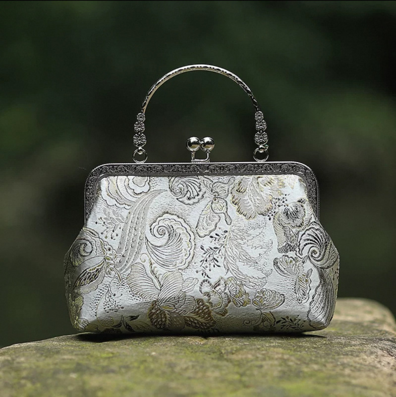 中国風刺繍口金バッグdiy材料バッグ新中国式バッグレトロ晩餐カバンハンドバッグ|undefined