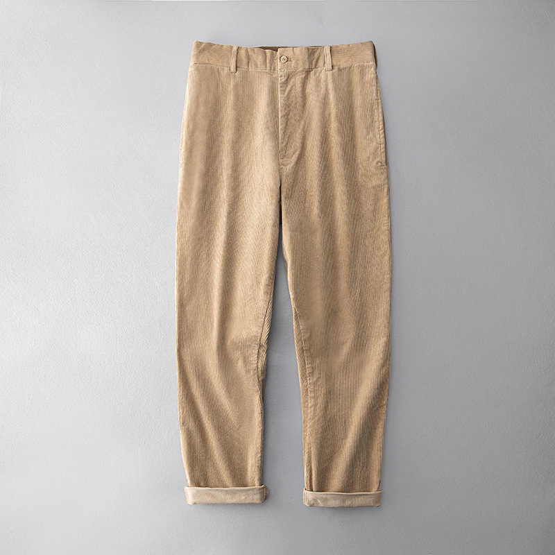 Corduroy Pants Men's Loose Casual Pants Autumn and Winter New Thick Washed Cotton Micro-elastic Straight Pants Men's Pants