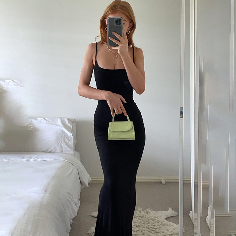 Women's Strap Dress Simple Style Strap Sleeveless Solid Color Maxi Long Dress Daily display picture 26