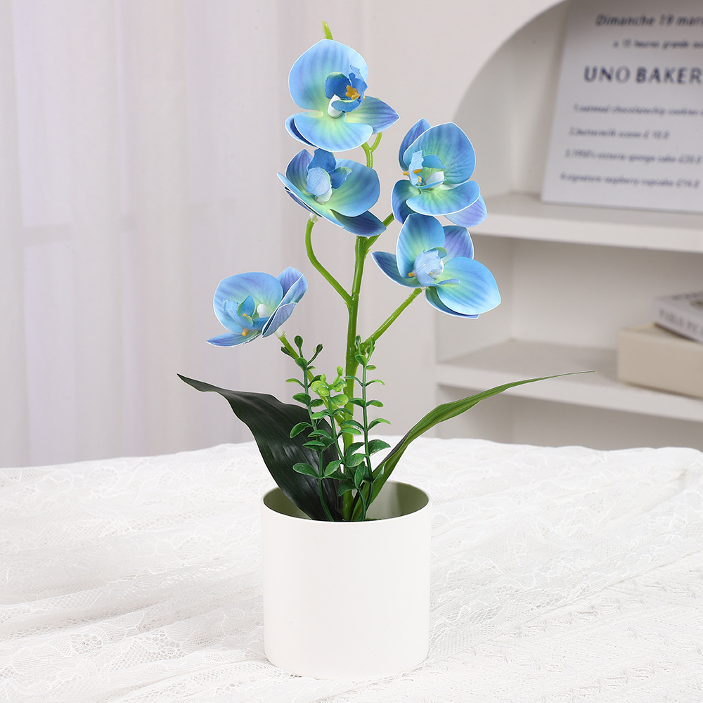 Simulación Phalaenopsis Adornos de escritorio Decoración de plástico para el hogar Accesorios de disparo de flores falsas Simulación de flores en macetas Adornos de oficina image 9