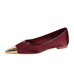 2161 French minimalist evening style single shoe women's metal pointed satin versatile gentle flat bottom shallow m