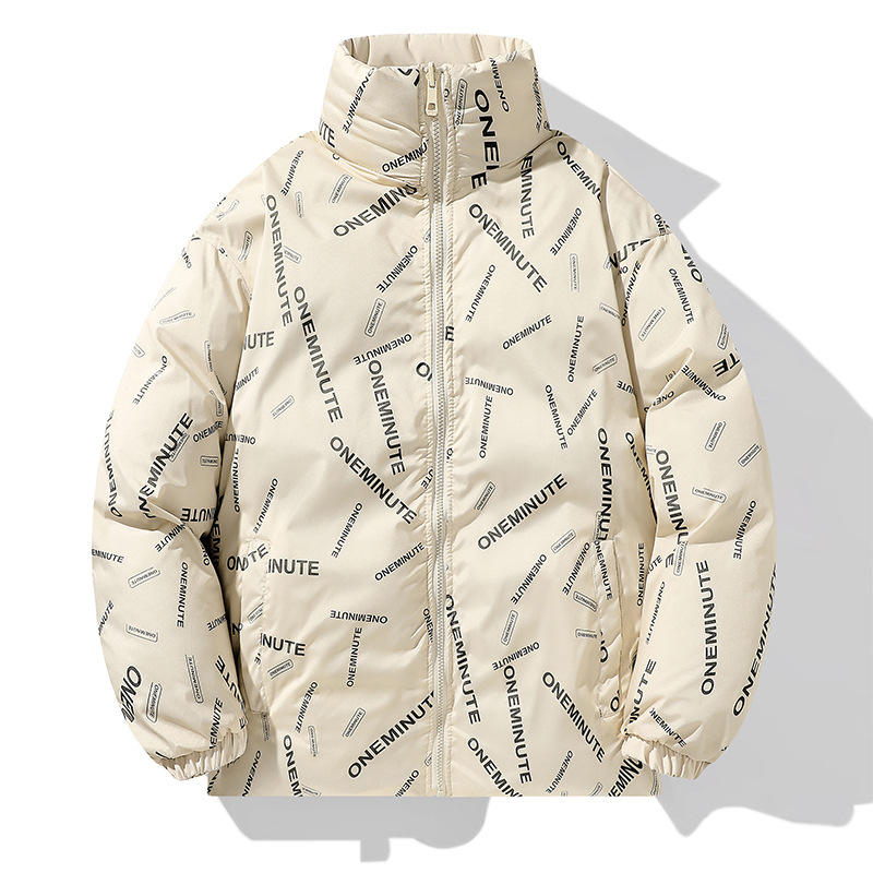 Men's Winter Short Thickened down Cotton Jacket, Orange Trendy Korean Style Hooded Cotton Coat