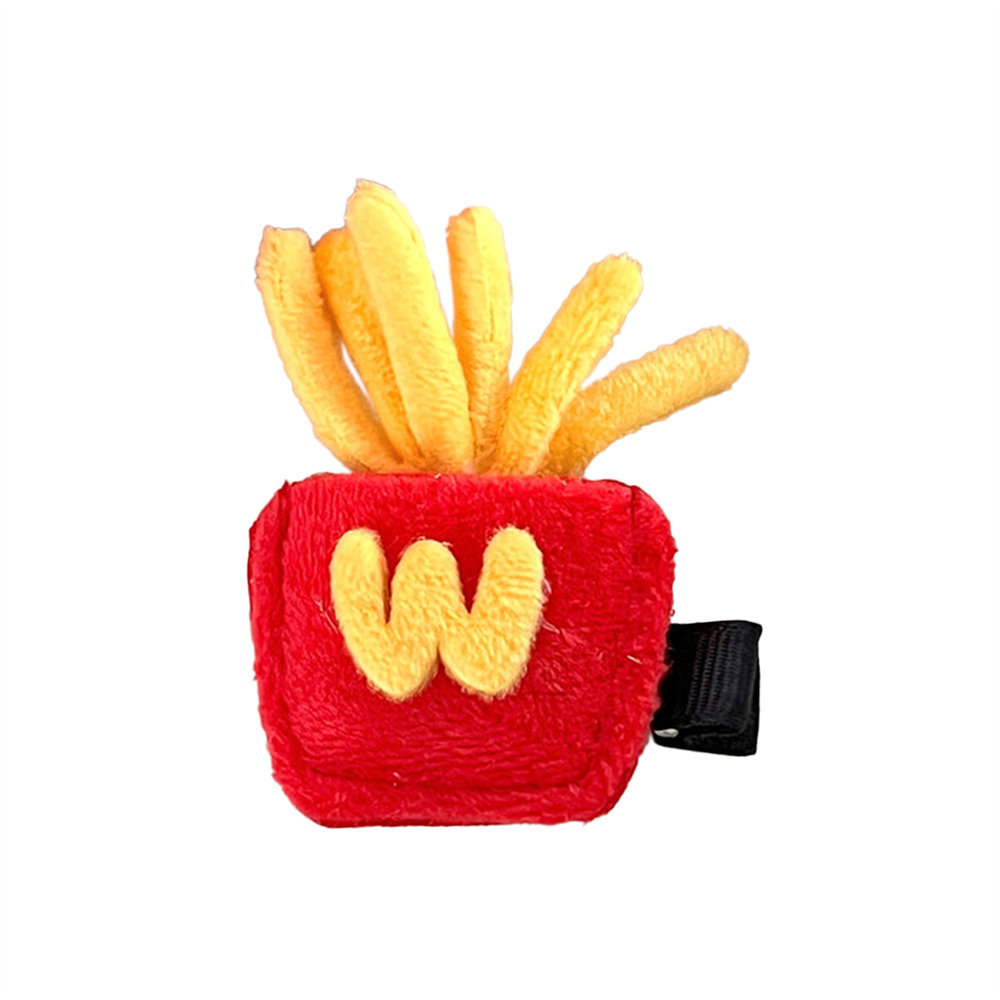 Simulación creativa de tela patatas fritas broches para el cabello de la niña divertida comida extraña juegos de joyas para el cabello pareja amigas mochila broches