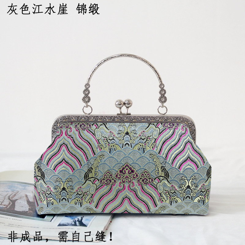 Longze未完成手作り素材バッグ-スクエアマウスゴールドバッグショートハンドバッグは自分で縫う必要があります|undefined