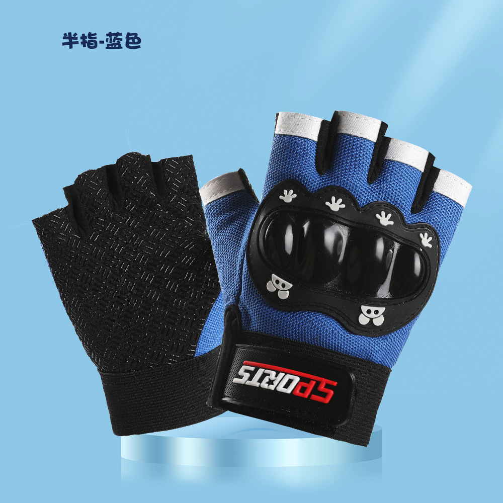 Guantes de medio dedo para niños, guantes protectores tácticos de ciclismo al aire libre con carcasa dura para niños mayores y niños, guantes deportivos para motocicleta y patinaje