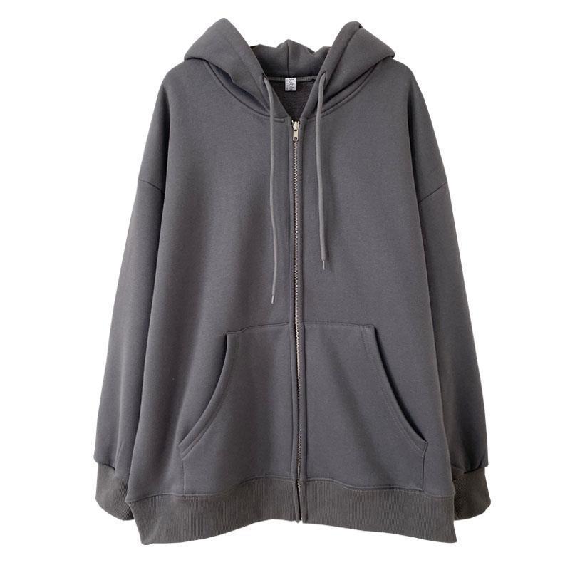 Pesado Corea del Sur Dongdaemun suéter a principios de otoño cremallera suelta más el tamaño las mujeres con capucha cardigan estudiante Top moda