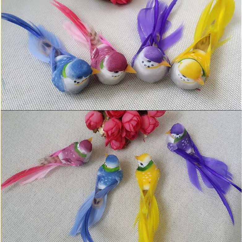 Искусственный декоративный птицекреативный элемент 13 см: четырехцветный длиннохвостый птицекреативный элемент (птица/маленький птицекреативный элемент/птицекреативный элемент с полосками по краю) — оптовая продажа от производителя.