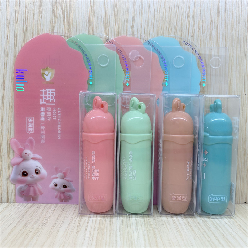 Bálsamo labial incoloro Lei Qi, hidratante, diseño de dibujos animados