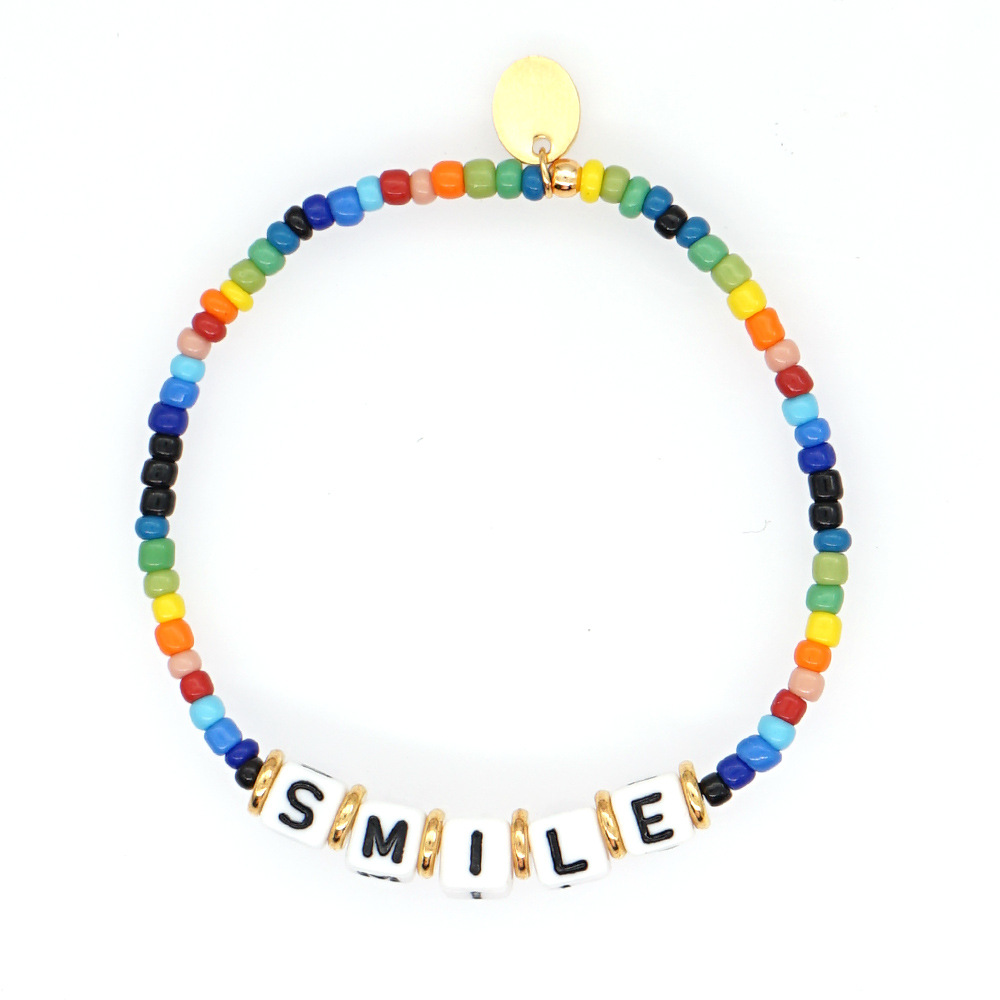 Bohemian Style Rainbow Rice Beads Smile Letters Beaded Small Bracelet display picture 7