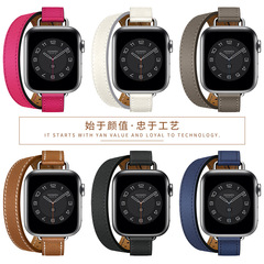 Apple Watch Strap Compatible with iWatch 987 SE Watch Armani Series Genuine Leather Strap Slim Waist Double Ring Fit