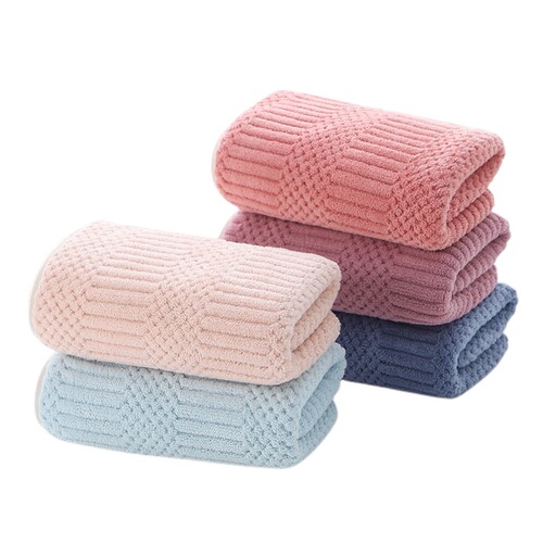 Polyester brocade water-absorbent warp knitted coral velvet plain auspicious pattern large towel soft face towel gift embroidered LOGO wholesale