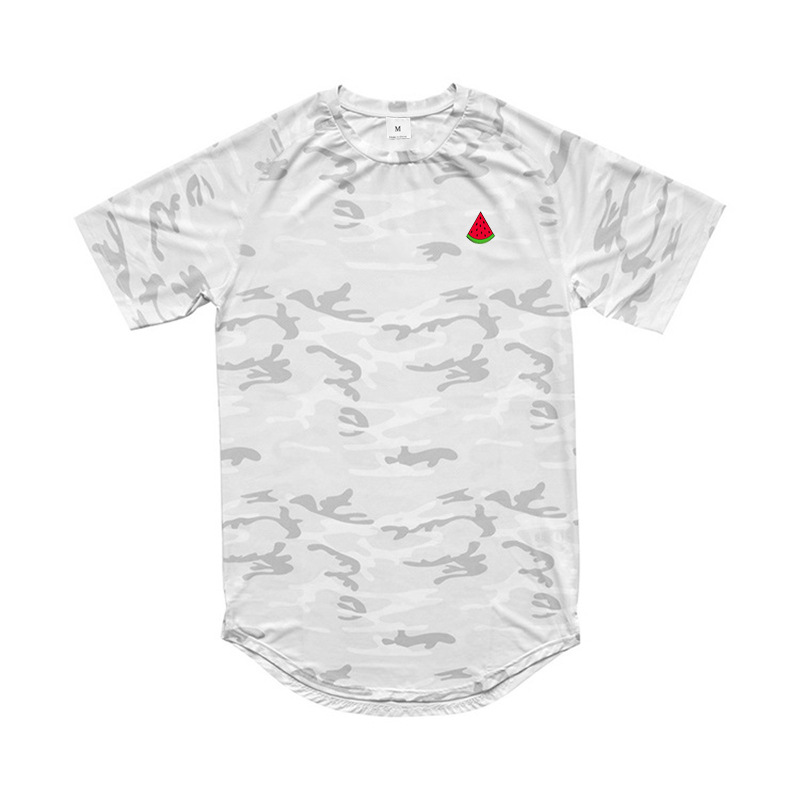 Ανδρικό μπλουζάκι καμουφλάζ γυμναστικής με κοντό μανίκι, γρήγορο στέγνωμα, αναπνεύσιμο μπλουζάκι βάσης_voghion.com
