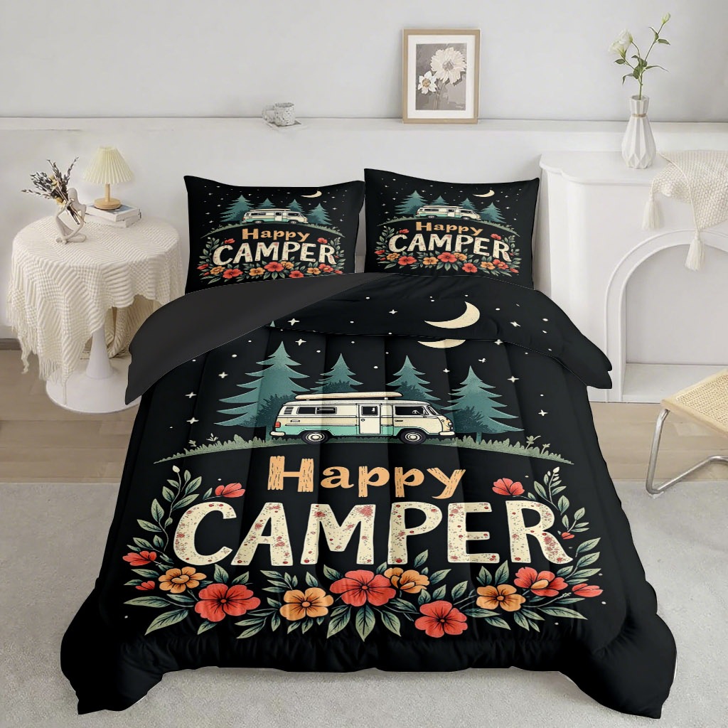TEMU / JIT tema de camping cómodo impresión digital HD 180gms set de edredón suave suministro directo de fábrica