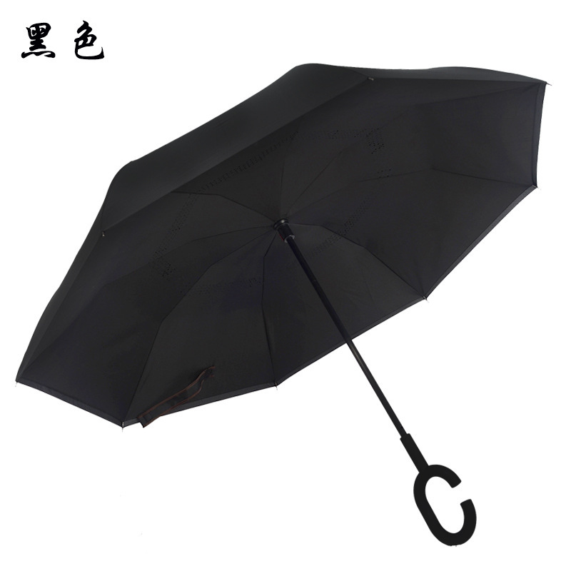 Mayorista mano larga paraguas inverso personalizado paraguas retráctiles para automóviles tipo C paraguas inverso manos libres paraguas de doble capa