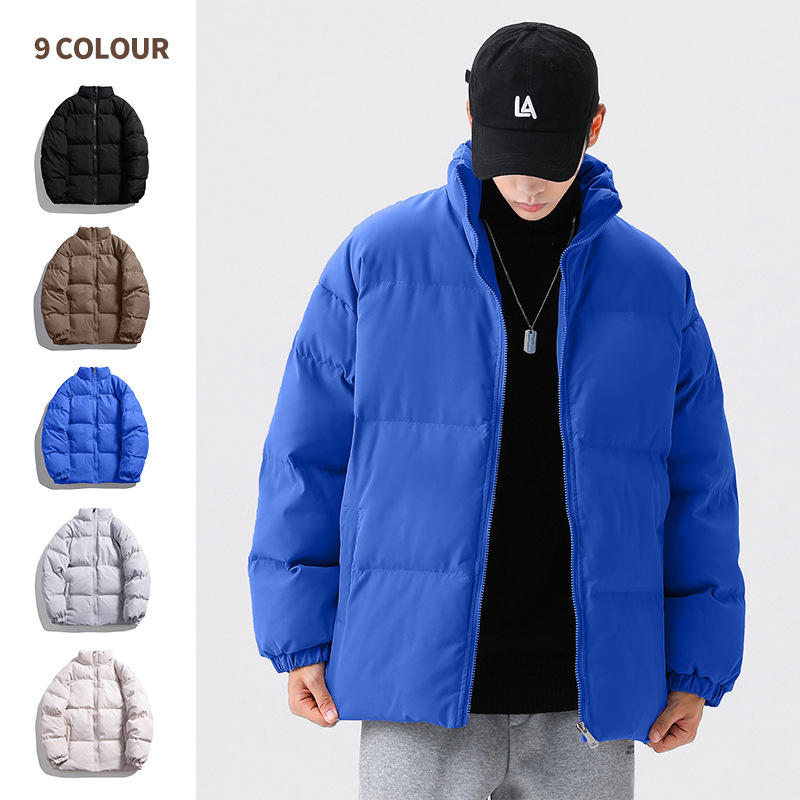 Abrigo de algodón acolchado para hombre Otoño e Invierno japonés de moda collar de pie abrigo de pan de color sólido Abrigo acolchado de algodón