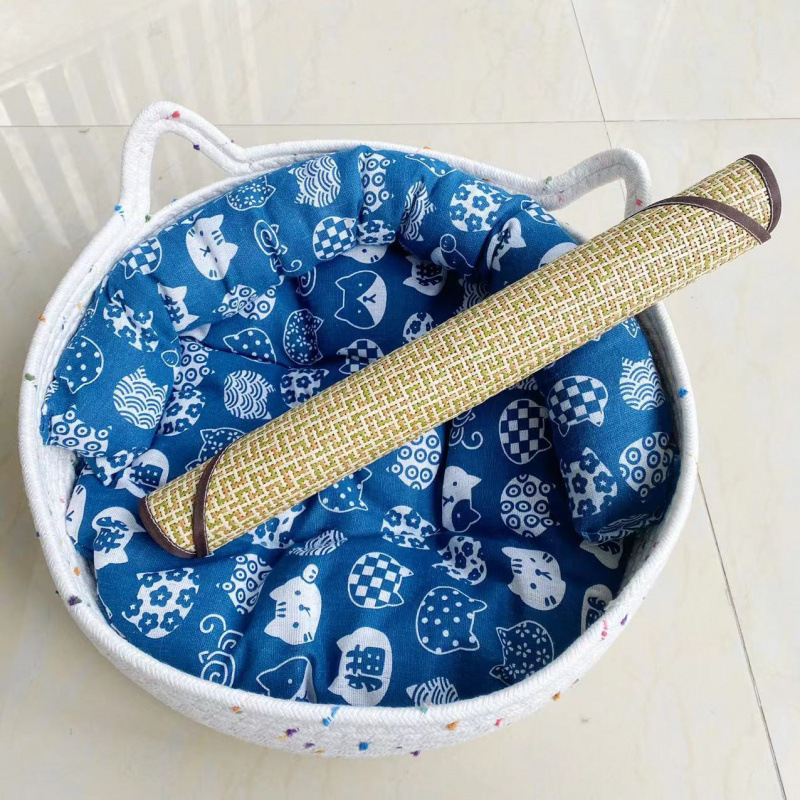 [인터넷 연예인 핫모델] 컬러풀한 도트네스트 + 블루캣쿠션 + 베개 + 작은매트