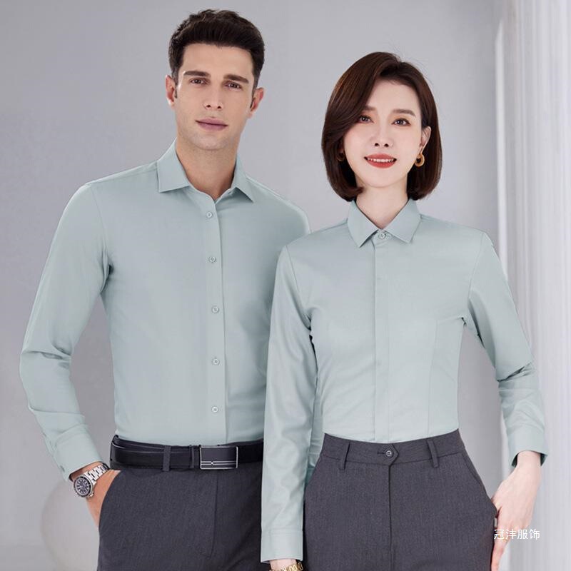 Formal Wear for Men and Women, White-Collar Modal Workwear, Same Style White Long-Sleeved Shirts, Professional Attire