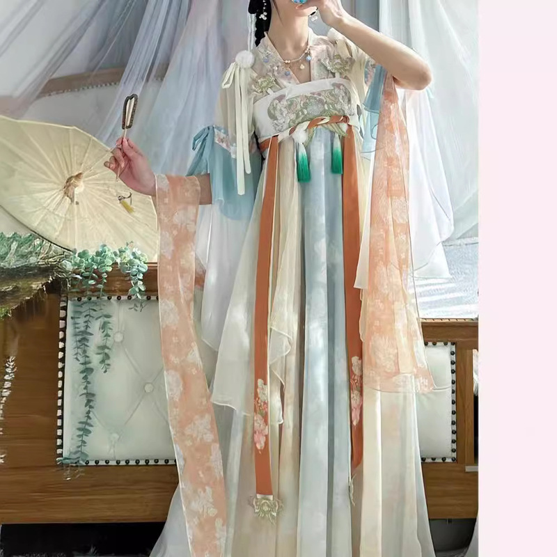Original Hanfu [kite] Tang made Han element chest-length shirt broken skirt embroidery printing spring and summer girlfriends genuine goods