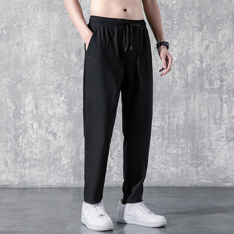 Men's Straight-Leg Pants, New Spring/Summer Korean Style, Trendy Thin Large-Size Casual 9/10 Length Loose Sports Blank Pants