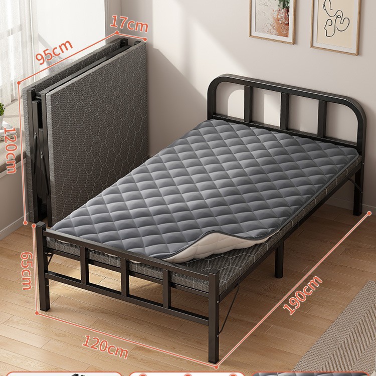 Cama plegable Cama supletoria multifuncional para el hogar individual Cama pequeña para el almuerzo de 1,2 m Cama de hierro dura para adultos