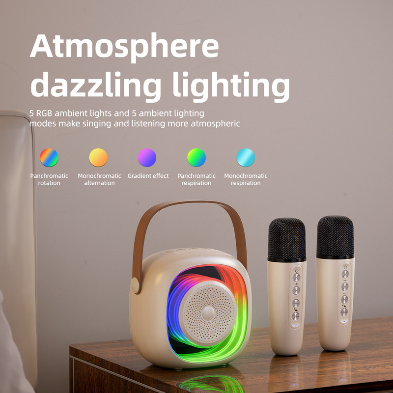 Private Model K10 Cross-Border Singing Microphone Bluetooth Speaker Outdoor Portable Card Karaoke Speaker Rgb Atmosphere Light