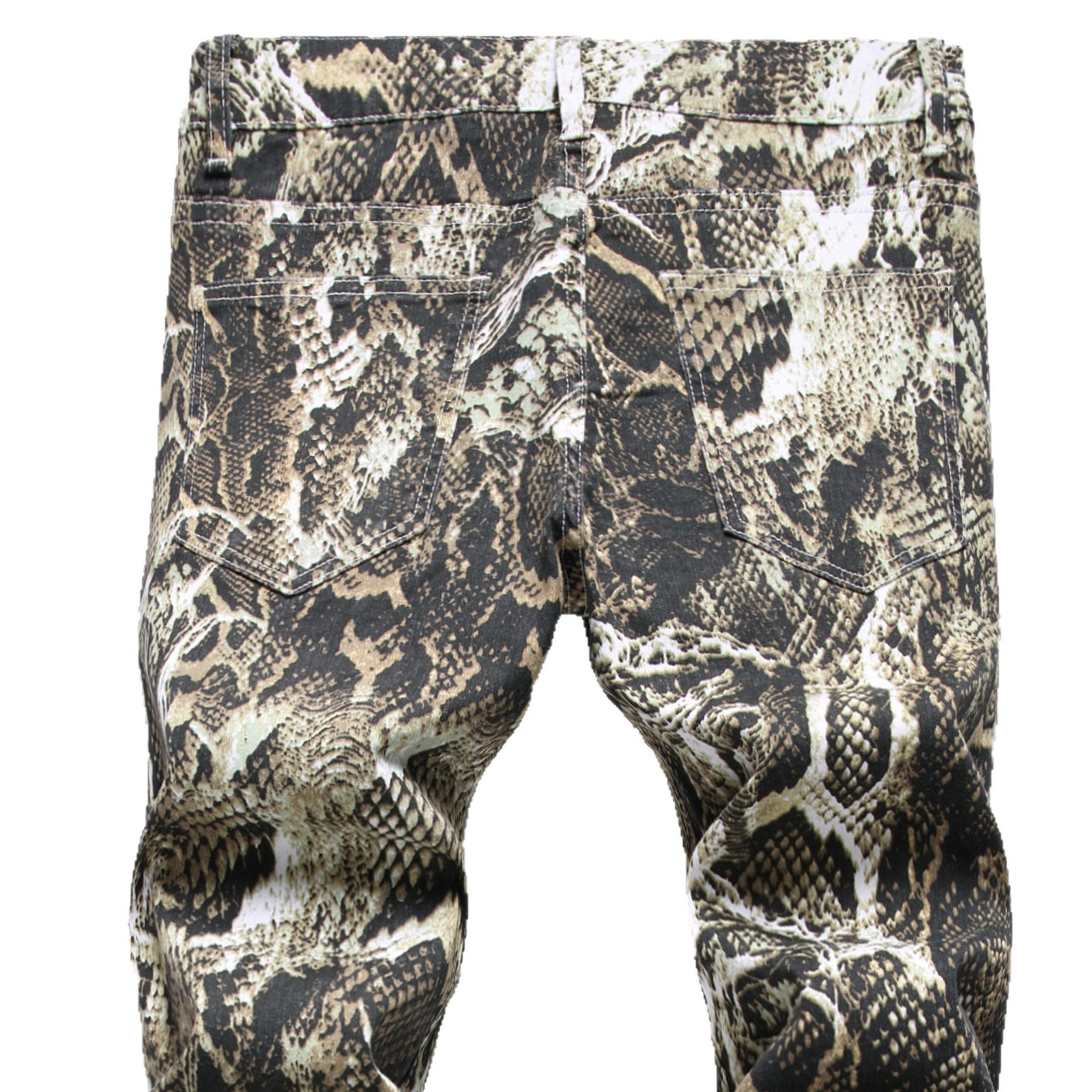 Cross-Border hombres de piel de serpiente SLIM-Fit de moda de los hombres hip hop fresco impreso serpiente patrón noche Show cantante rendimiento jeans