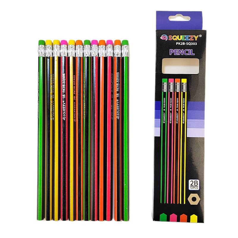 Dibujar 2b lápiz para estudiantes y niños, cinta de escritura, goma, varilla hexagonal, pincel de dibujo, suministros escolares, papelería al por mayor