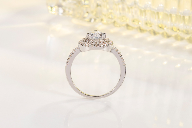 Fashion Water Droplets Copper Rings Inlay Zircon Copper Rings 1 Piece