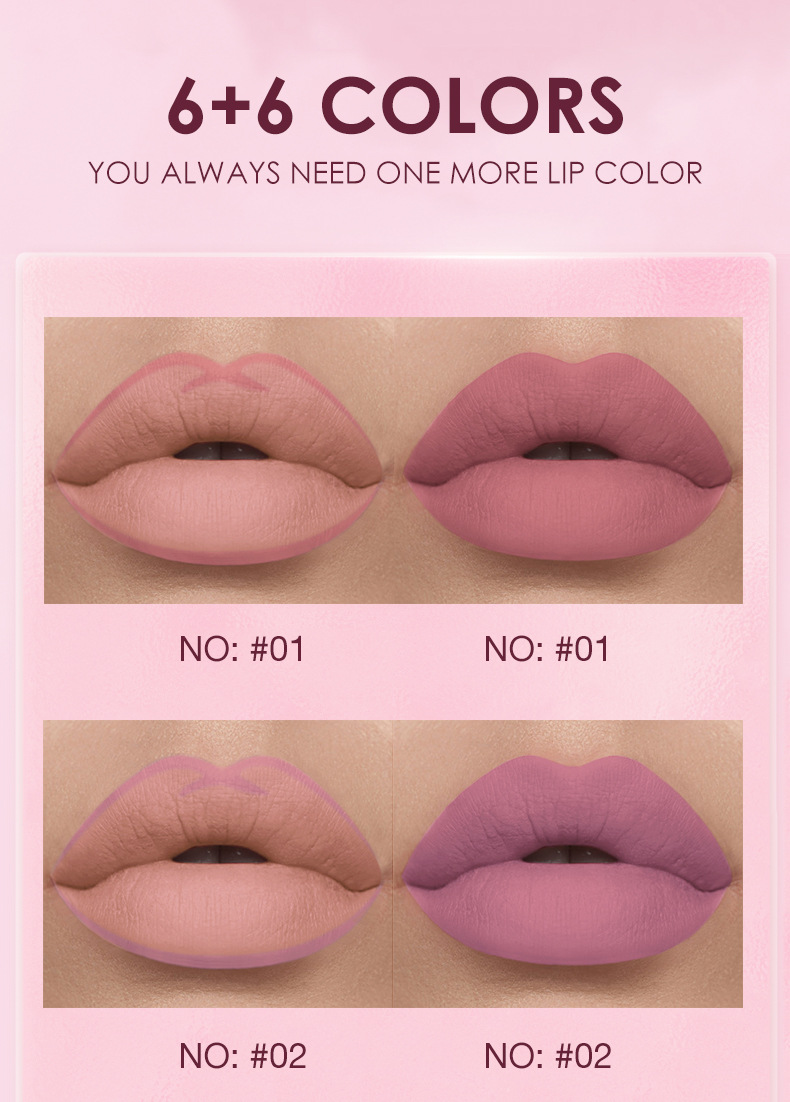 Langmanni 6+6 Matte Lip Gloss and Lip Liner Pen Set of 12 pieces Matte Lip Gloss Gift Box Set undefined