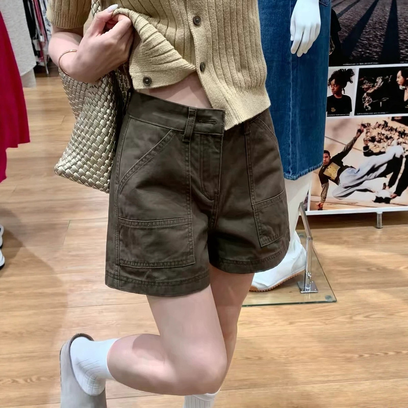 American Retro Brown Coffee-Colored Wide-Leg Denim Shorts for Women 2026 Summer New High-Waisted Slimming Hot Girl A-Line Hot Pants