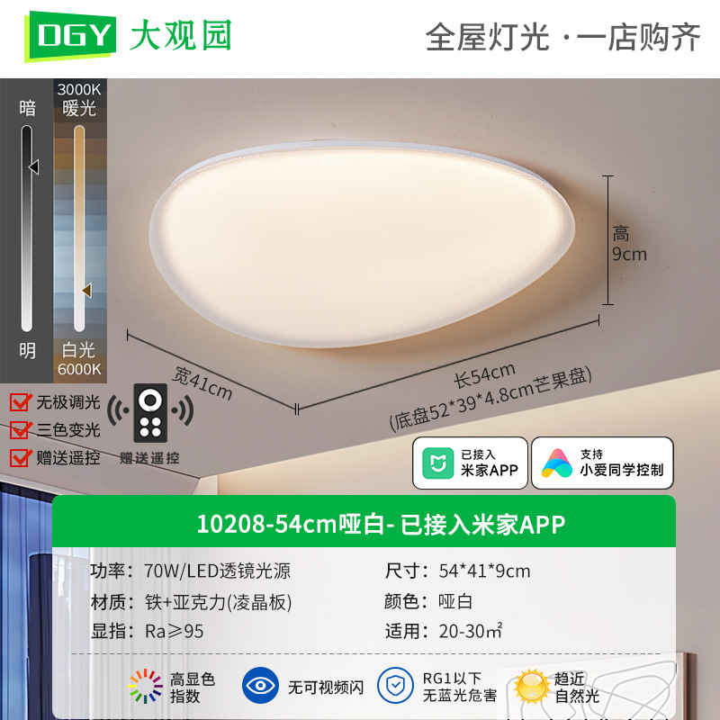 Daguanyuan sala de estar adoquines lámpara de techo moderno y simple nube de protección ocular de espectro completo 2025 nueva lámpara Zhongshan